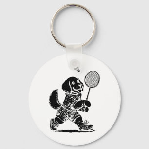 Let's Play Badminton Player Shuttle Racket  Key Ring