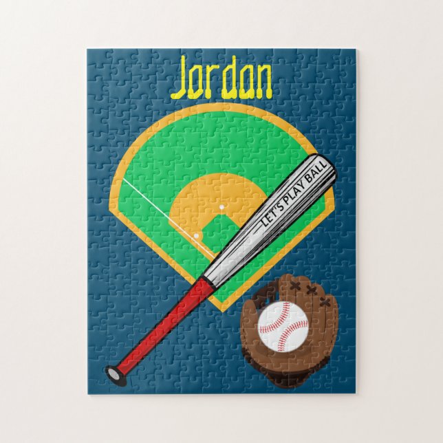 "Let's Play Ball" Baseball Puzzle with Name! (Vertical)