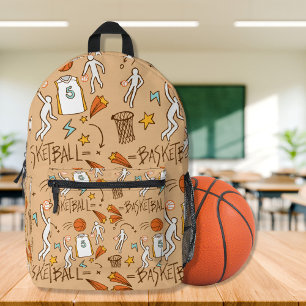 Let's Play Basketball Printed Backpack