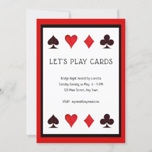 Let's Play Cards, a Card Game Party Invitation