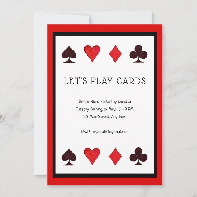 Let's Play Cards, a Card Game Party Invitation (Front)