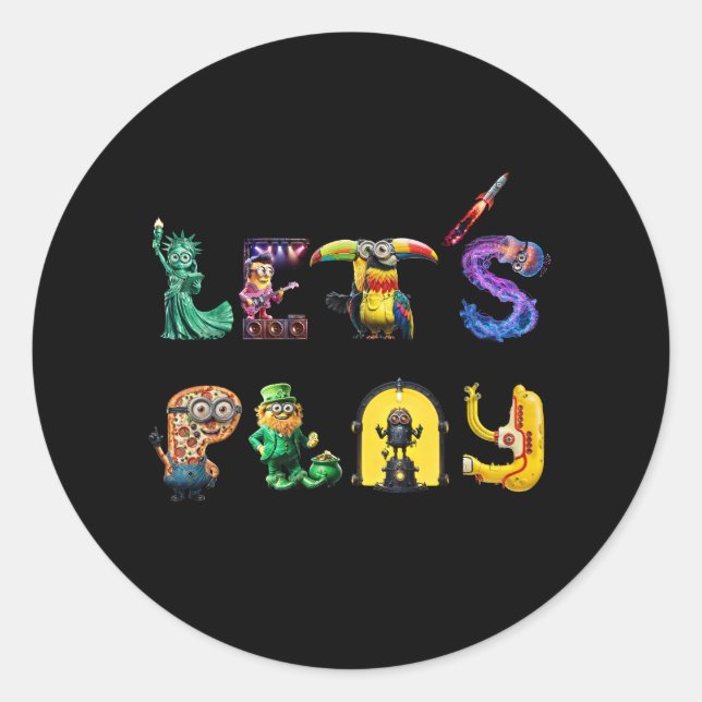 Let's Play Classic Round Sticker (Front)