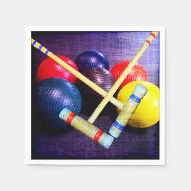 Let's Play Croquet Grunge Style Napkin (Front)