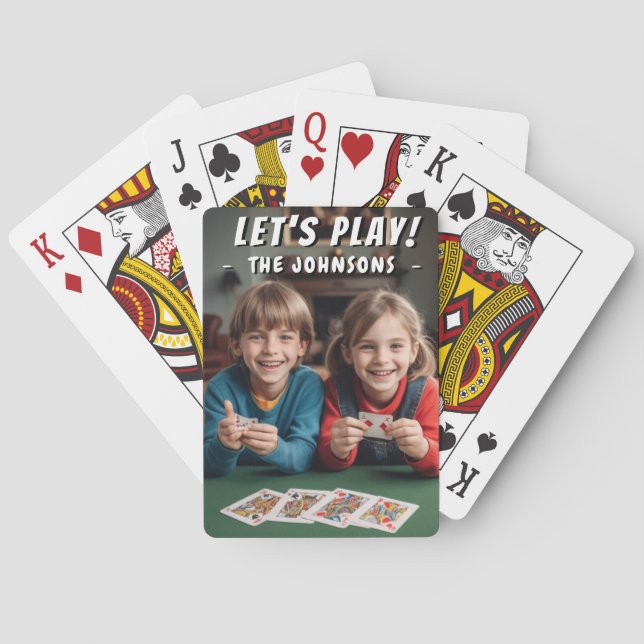 Let's Play! Cute Kids Family Personalised Photo Playing Cards (Back)