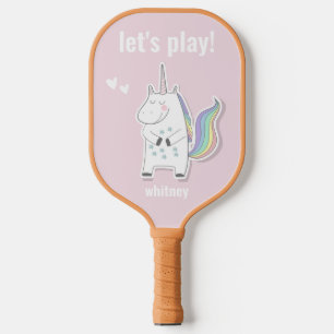 Let's Play! - Cute Kids Unicorn Pickleball Paddle