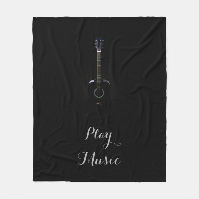 Lets Play Guitar Music Customisable Fleece Blanket (Front)