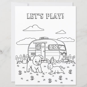 Let's Play Kid's Camping Colouring Page