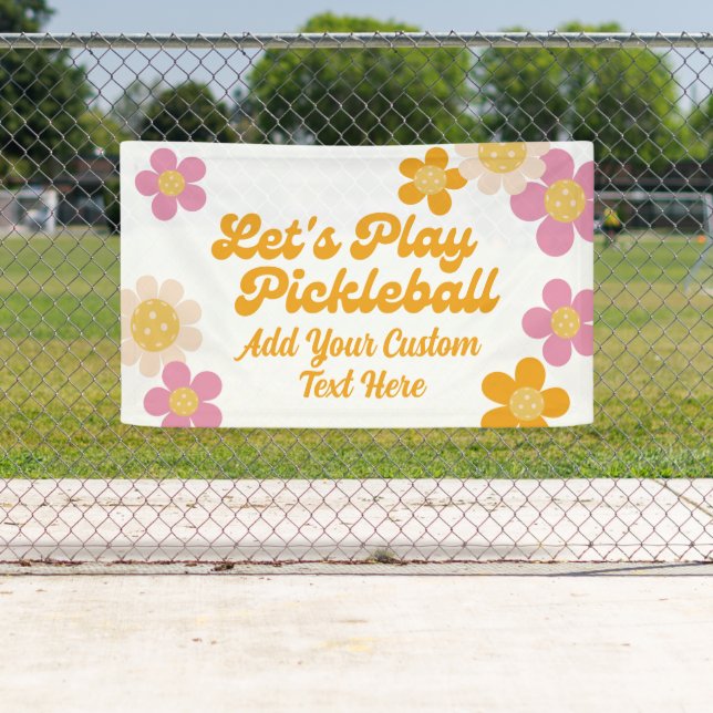 Lets Play Pickleball Mod Retro Flowers Custom Text Banner (Insitu)