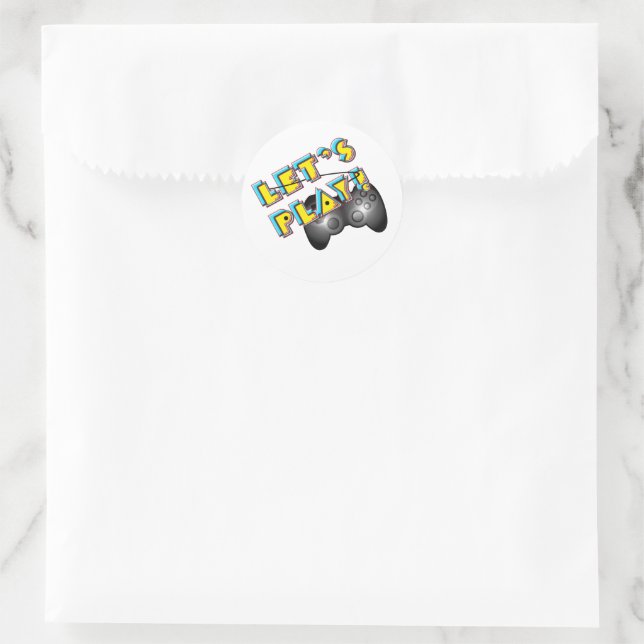 Let's Play Video Games  Classic Round Sticker (Bag)