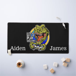 Lets Play Video Games Dinosaur Desk Mat