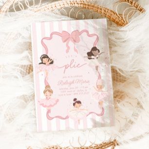 Let's Plié Girls Coquette Ballerina Birthday Invitation
