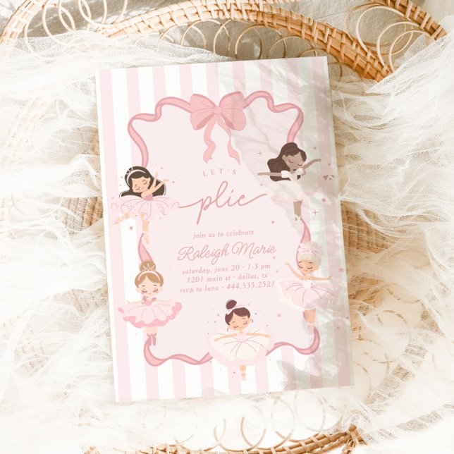 Let's Plié Girls Coquette Ballerina Birthday Invitation (Creator Uploaded)