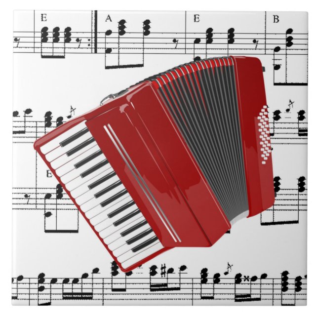 Let's Polka, accordion and sheet music, Ceramic Tile (Front)