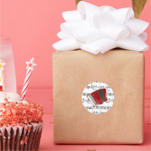 Let's Polka, Red Accordion, Classic Round Sticker