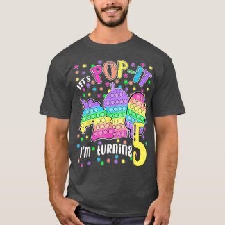 Let's Popit I'm turning 5 Colourful 5th Birthday G T-Shirt
