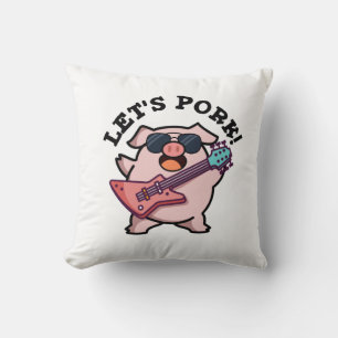 Let's Pork Funny Rock Guitar Pig Pun Cushion