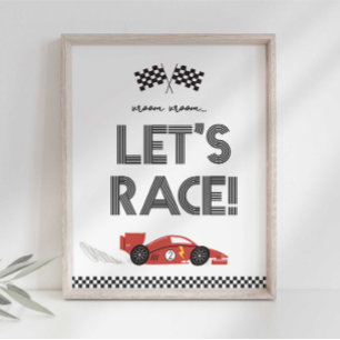 Let's Race Party Sign