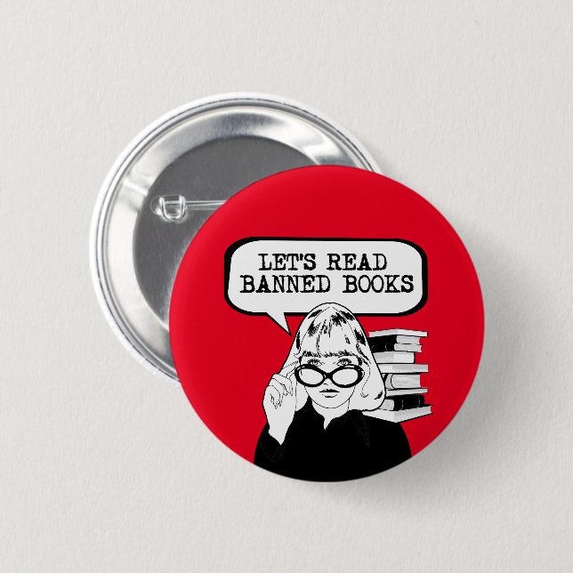 Let's Read Banned Books Retro  6 Cm Round Badge (Front & Back)