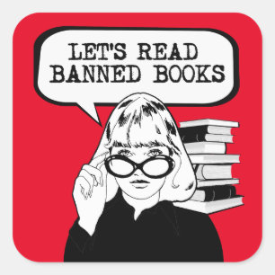 Let's Read Banned Books Retro  Square Sticker