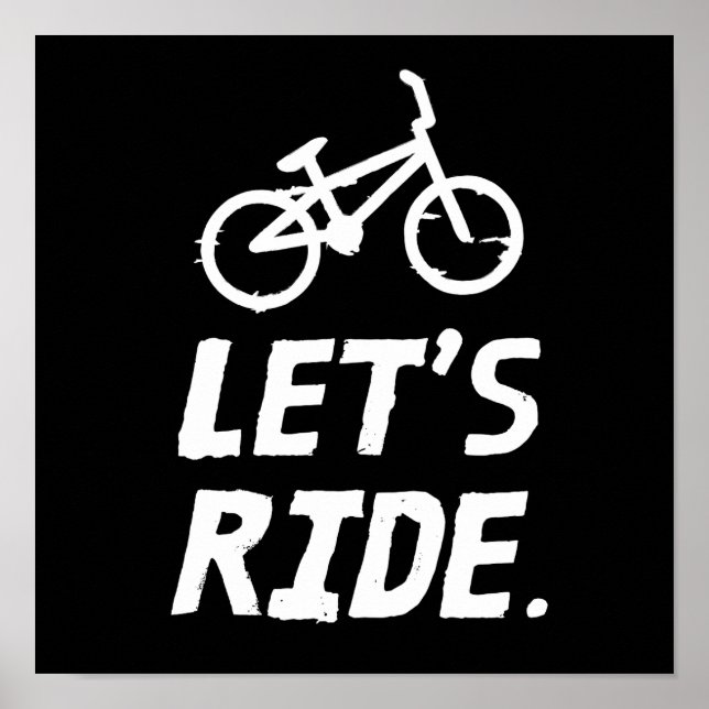 Let's Ride City and Mountain Cyclist Humour Poster (Front)