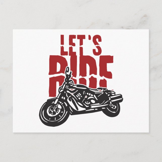 Lets Ride Motorcycle Design Postcard (Front)