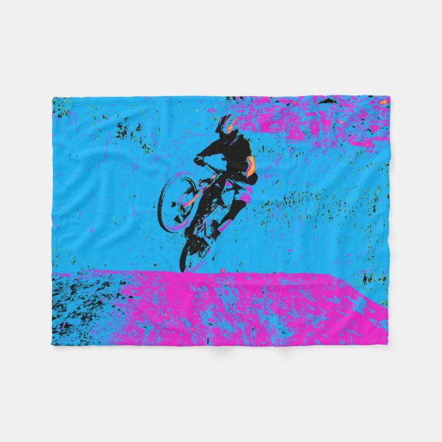 Lets Ride! - Mountain Biker  Fleece Blanket (Front (Horizontal))