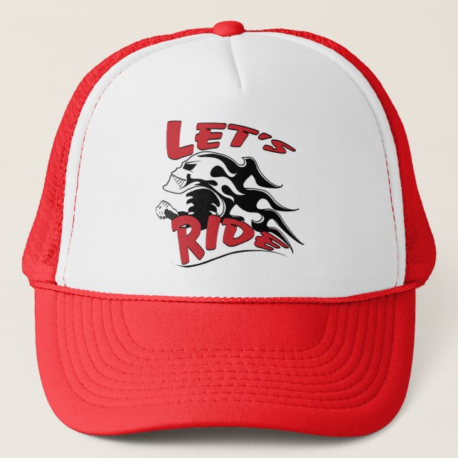 Let's Ride Skull Trucker Hat (Front)