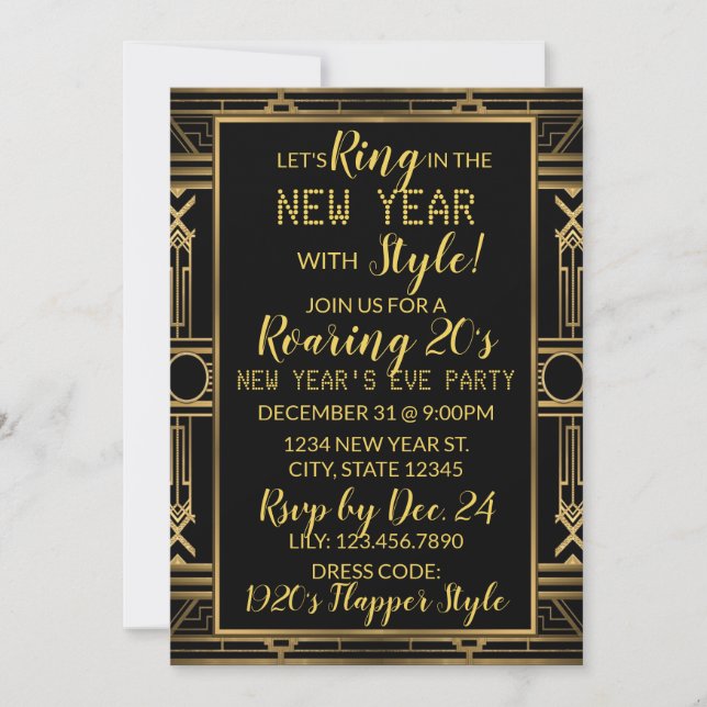 Let's Ring in the New Year Invitation (Front)