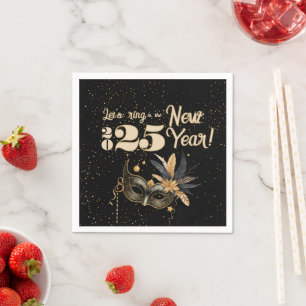 Let's ring the New Year party Glamourous Black Napkin