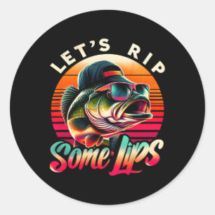 Let's Rip Some Lips B Fishing Funny Fishing Lovers Classic Round Sticker