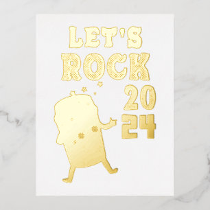 Let's Rock 2024 Foil Holiday Postcard
