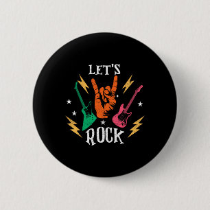 Lets Rock Dad Daddy Guitar Guitarist Rock N Roll F 6 Cm Round Badge