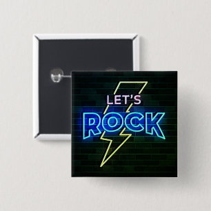 Let's Rock Lightning Bolt 2 15 Cm Square Badge