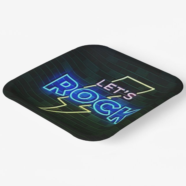 Let's Rock Lightning Bolt 2 Paper Plate (Angled)
