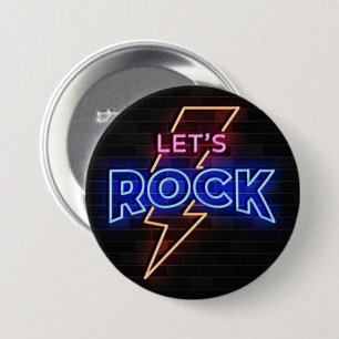 Let's Rock Lightning Bolt 7.5 Cm Round Badge