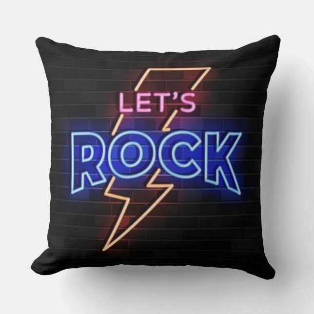 Let's Rock Lightning Bolt Cushion (Front)