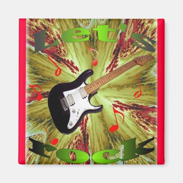 Let's Rock magnet with fractal background (Front)