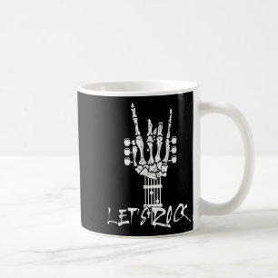 Lets Rock On Halloween Rock And Roll Skeleton Hand Coffee Mug