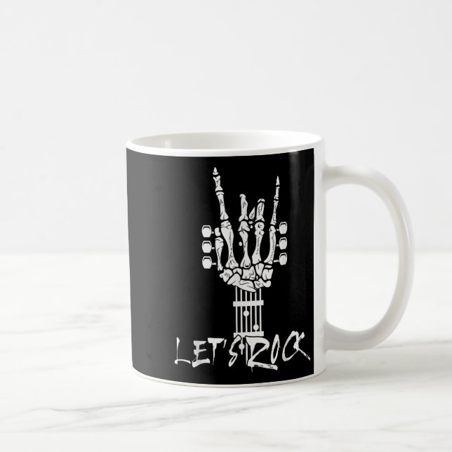 Lets Rock On Halloween Rock And Roll Skeleton Hand Coffee Mug (Right)