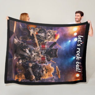 Let's rock out rockstar punk band kittens fleece b blanket