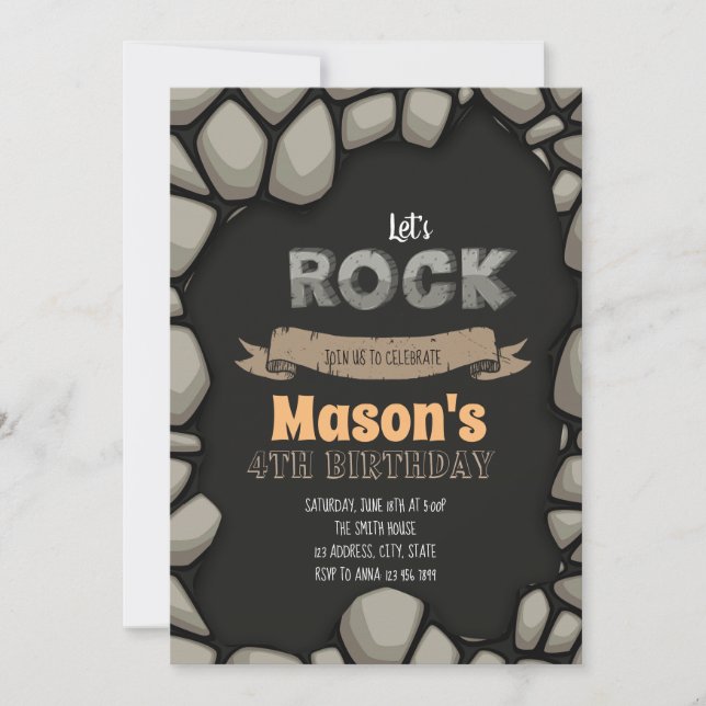 Lets rock party invitation (Front)