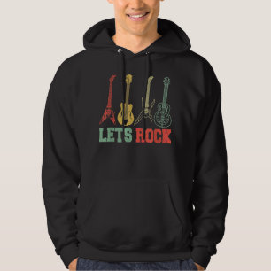 Lets Rock Rock And Roll Guitar Retro Hoodie