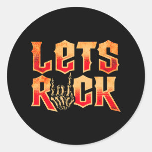 Lets Rock Rock n Roll Guitar Classic Round Sticker