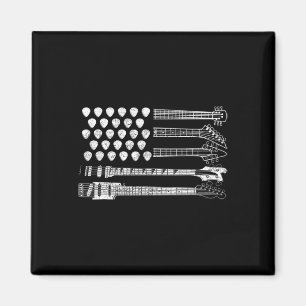 Lets Rock Rock N Roll Guitar Retro Usa Flag For Wo Magnet