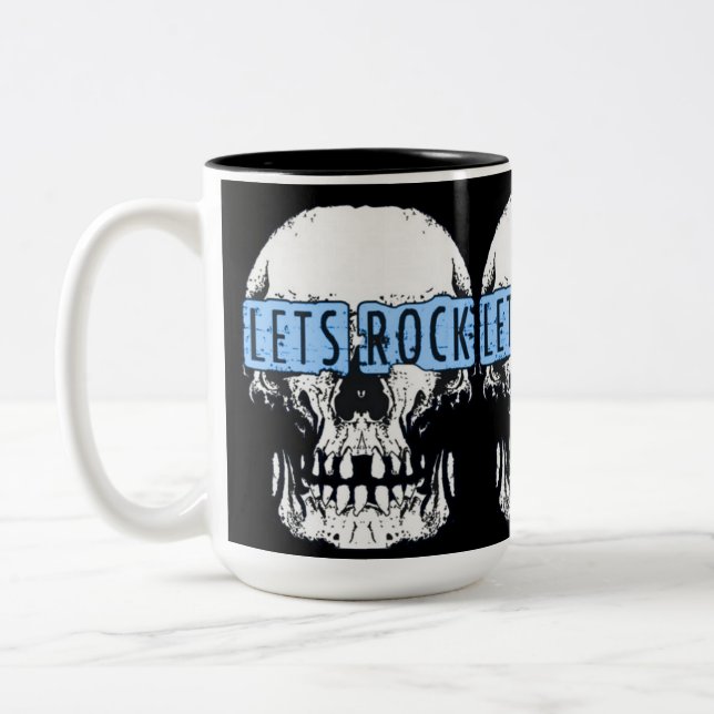 Let's Rock Skull Two-Tone Coffee Mug (Left)