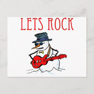 Let's Rock Snowman Postcard
