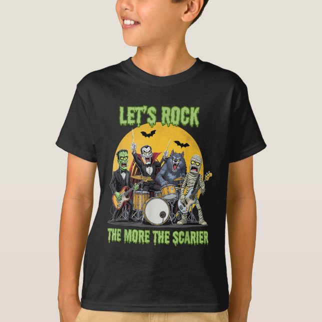 Lets Rock The More The Ier Clic Monsters Halloween T-Shirt (Front)