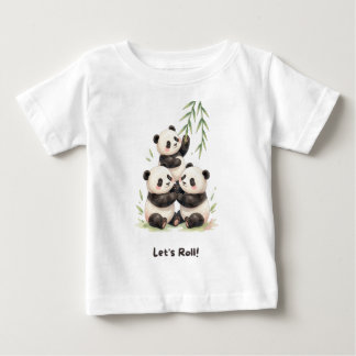 Let's Roll! Cute Panda Trio T-Shirt | Panda Pyrami
