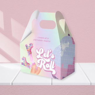 Let's Roll Fun Retro Roller Skating Girls Birthday Favour Box