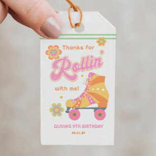 Let's Roll Girl Roller Skating Birthday Party Gift Tags